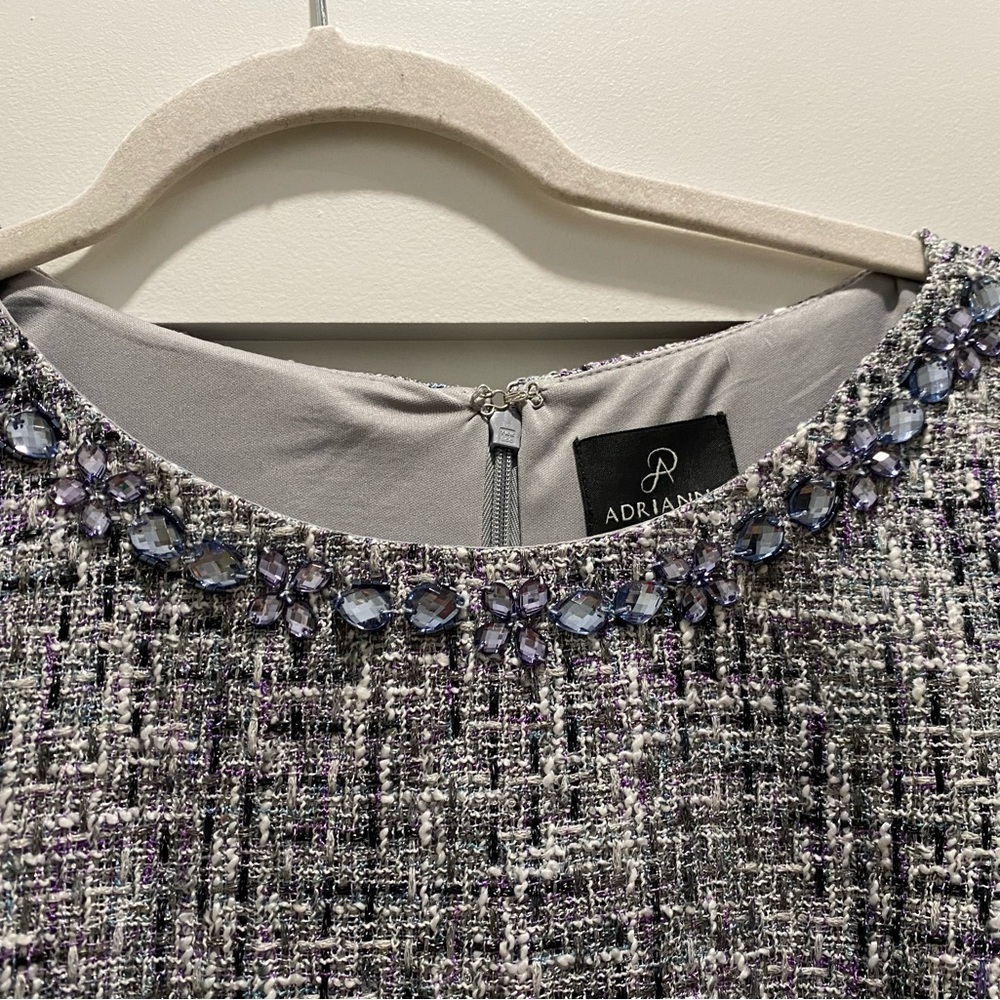 Adrianna Papell Tweed and tinsel mini dress size 14 - Picture 9 of 12